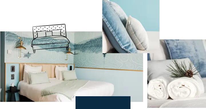 Group-1013 Composition de photos de chambres, suites et lits